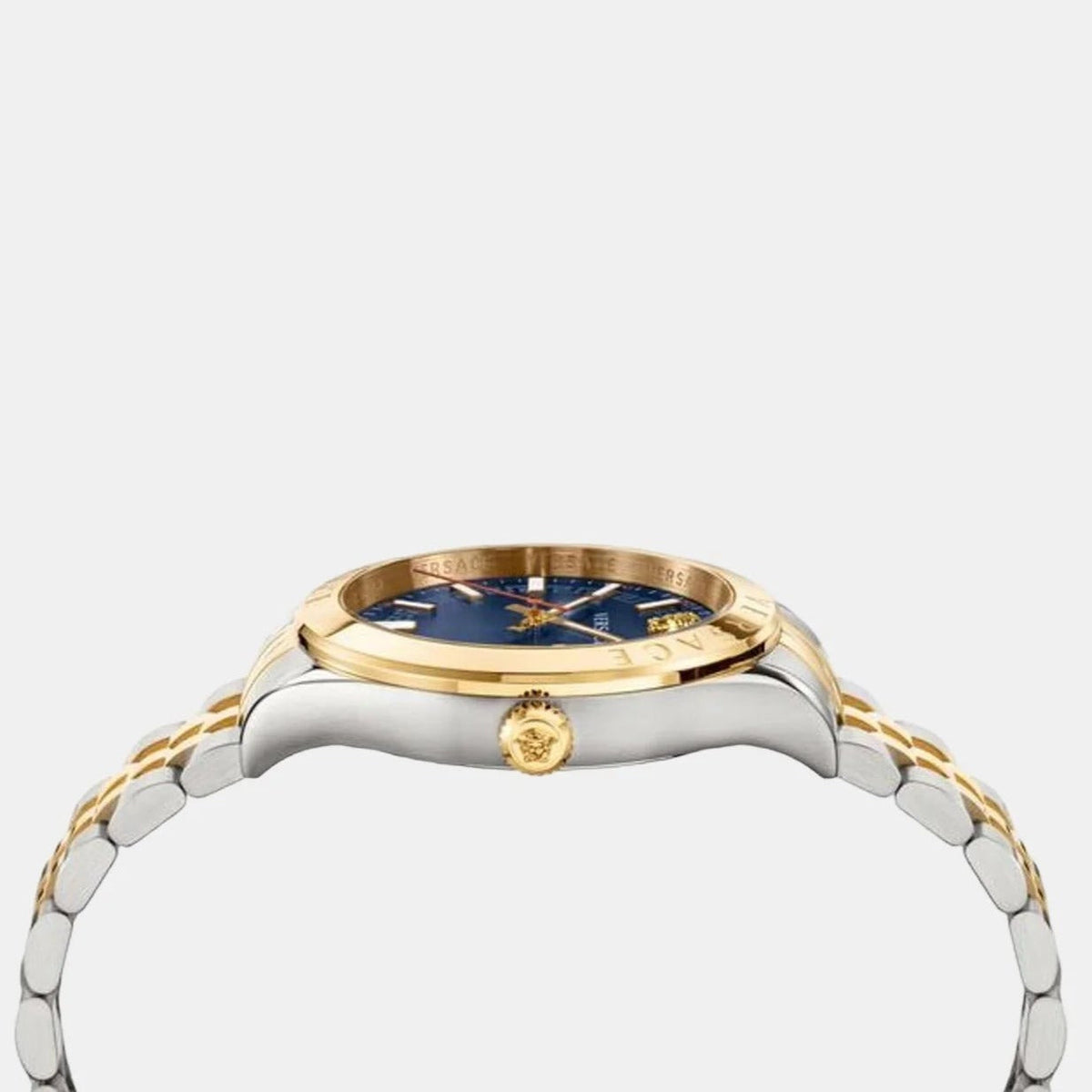 Versace Hellenyium Quartz Blue Dial Two Tone Steel Strap Watch For Men - VEVK00520
