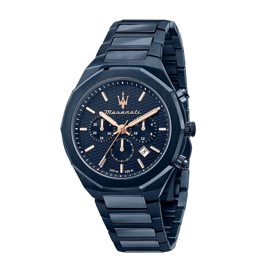 Maserati Stile Chronograph Blue Dial Blue Steel Strap Watch For Men - R8873642008
