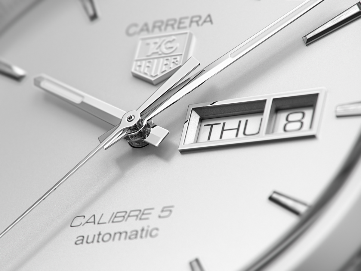 Tag Heuer Carrera Calibre 5 Automatic White Dial Silver Steel Strap Watch for Men - WAR201B.BA0723