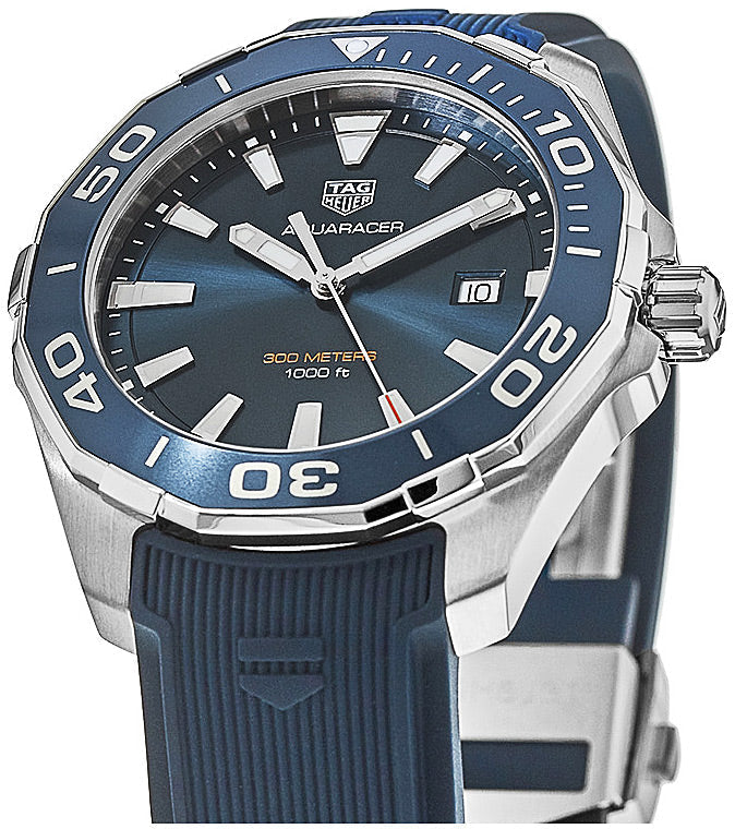 Tag Heuer Aquaracer Quartz Blue Dial Blue Rubber Strap Watch for Men - WAY101C.FC6153