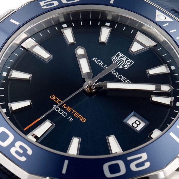 Tag Heuer Aquaracer Quartz Blue Dial Blue Rubber Strap Watch for Men - WAY101C.FC6153