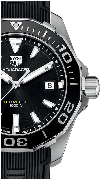 Tag Heuer Aquaracer Black Dial Black Rubber Strap Watch for Men - WAY111A.FT6151