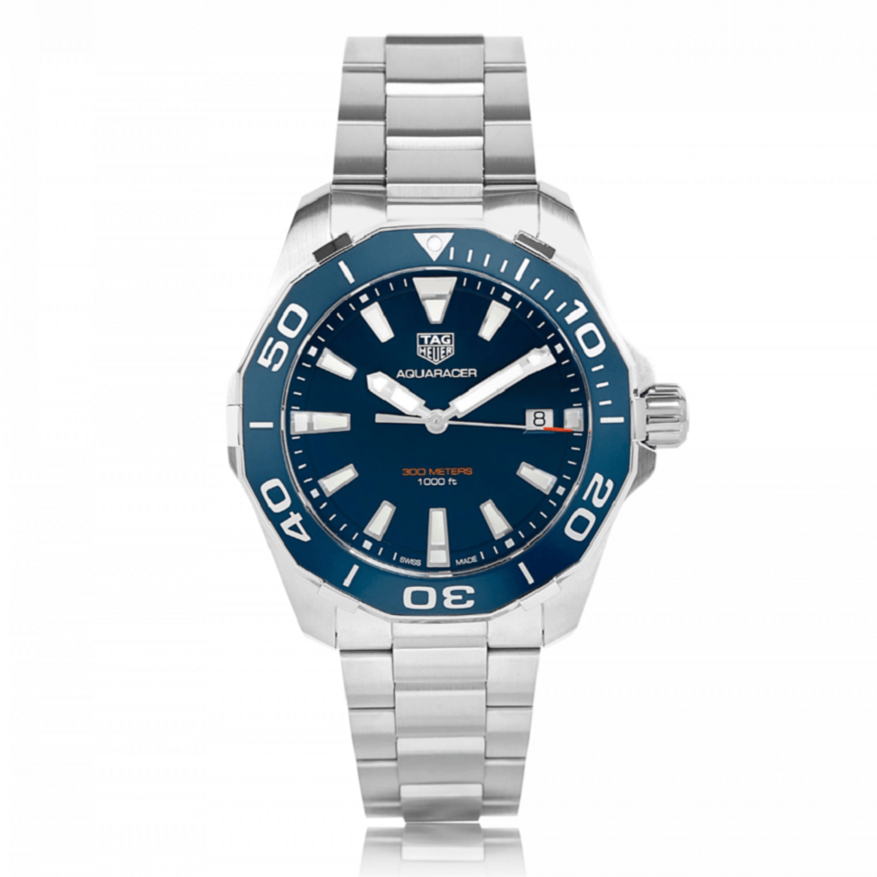 Tag Heuer Aquaracer Blue Dial Quartz Silver Steel Strap Watch for Men - WAY111C.BA0928