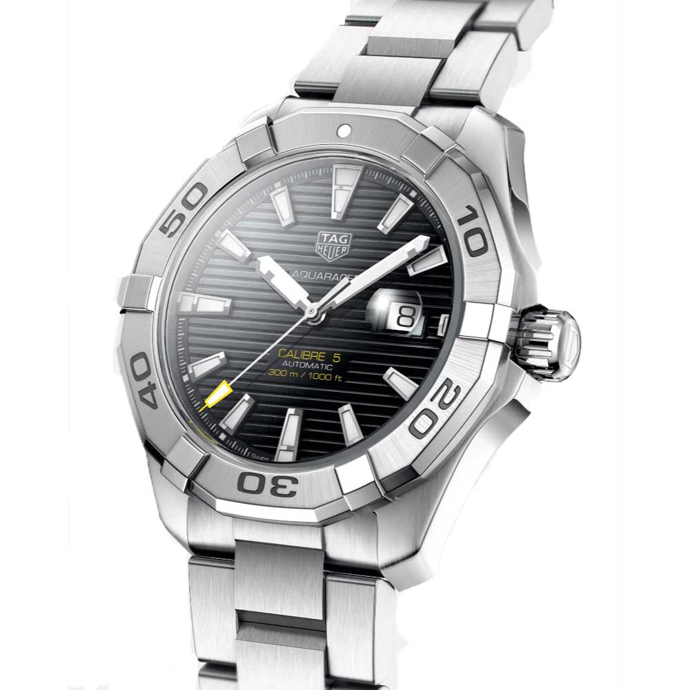 Tag Heuer Aquaracer Automatic Black Dial Silver Steel Strap Watch for Men - WAY2010.BA0927