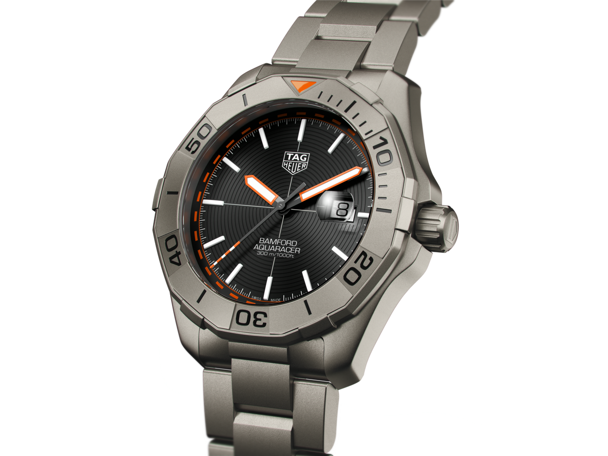 Tag Heuer Aquaracer Calibre 5 Bamford Limited Edition Black Dial Grey Steel Strap Watch for Men - WAY208C.FC6383
