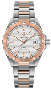 Tag Heuer Aquaracer Calibre 5 Automatic White Dial Two Tone Steel Strap Watch for Men - WAY2150.BD0911