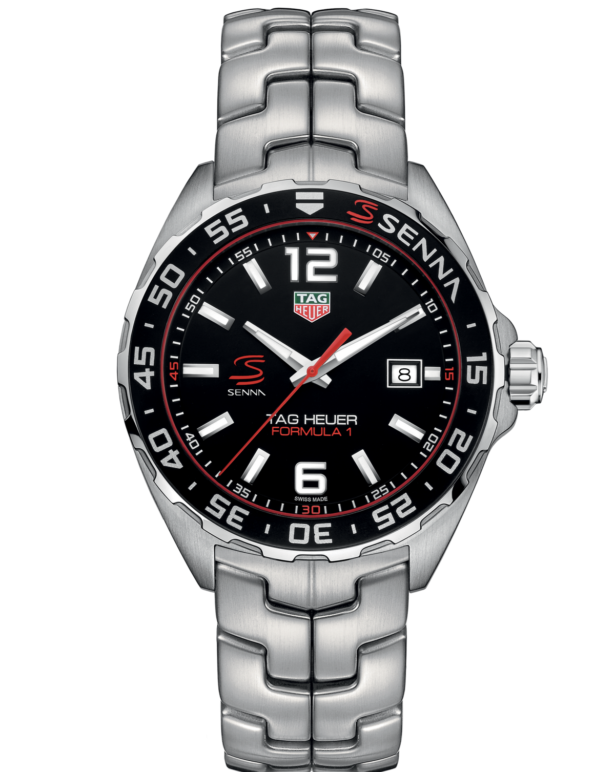 Tag Heuer Formula 1 Senna Limited Edition Black Dial Silver Steel Strap Watch for Men - WAZ1012.BA0883