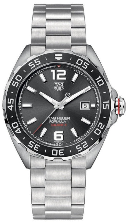 Tag Heuer Formula 1 Calibre 5 Chronograph Anthracite Dial Silver Steel Strap Watch for Men - WAZ2011.BA0842