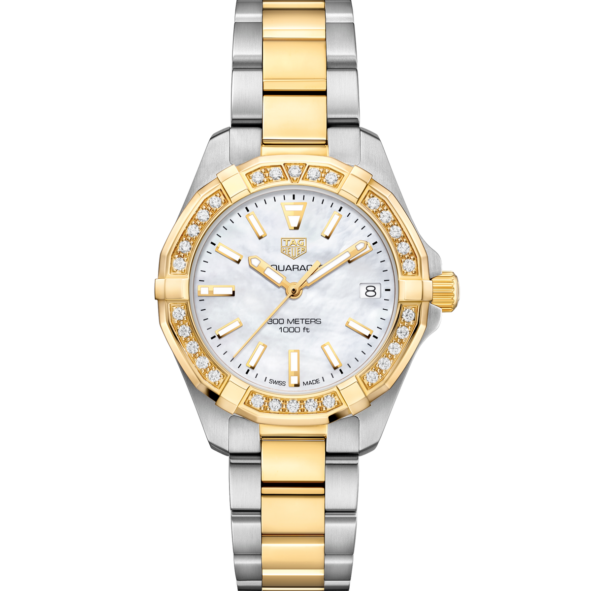 Tag Heuer Aquaracer Diamonds Mother of Pearl Dial Two Tone Steel Strap Watch for Women - WBD1321.BB0320