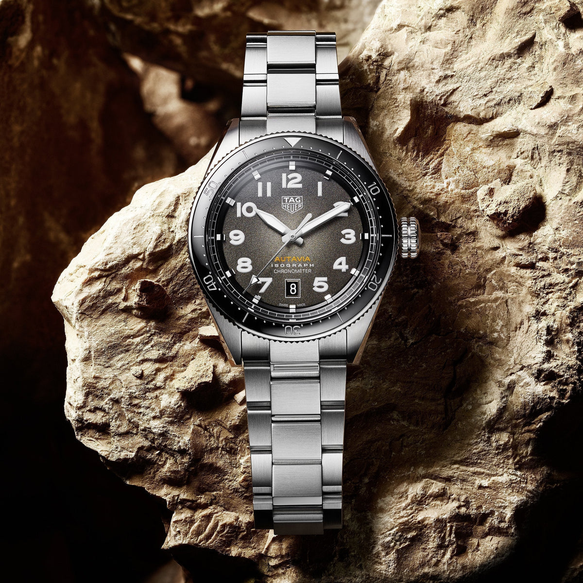Tag Heuer Autavia Automatic Grey Dial Silver Steel Strap Watch for Men - WBE5114.EB0173
