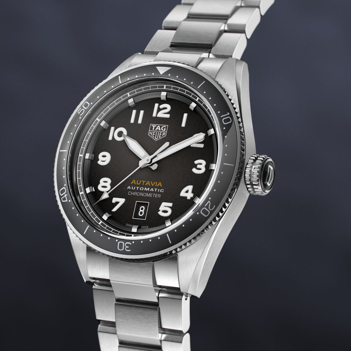 Tag Heuer Autavia Automatic Grey Dial Silver Steel Strap Watch for Men - WBE5114.EB0173