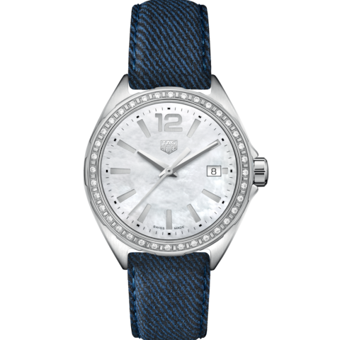 Tag Heuer Formula 1 Quartz Diamonds Mother of Pearl Dial Blue Leather Strap Watch for Women - WBJ131A.FC8251