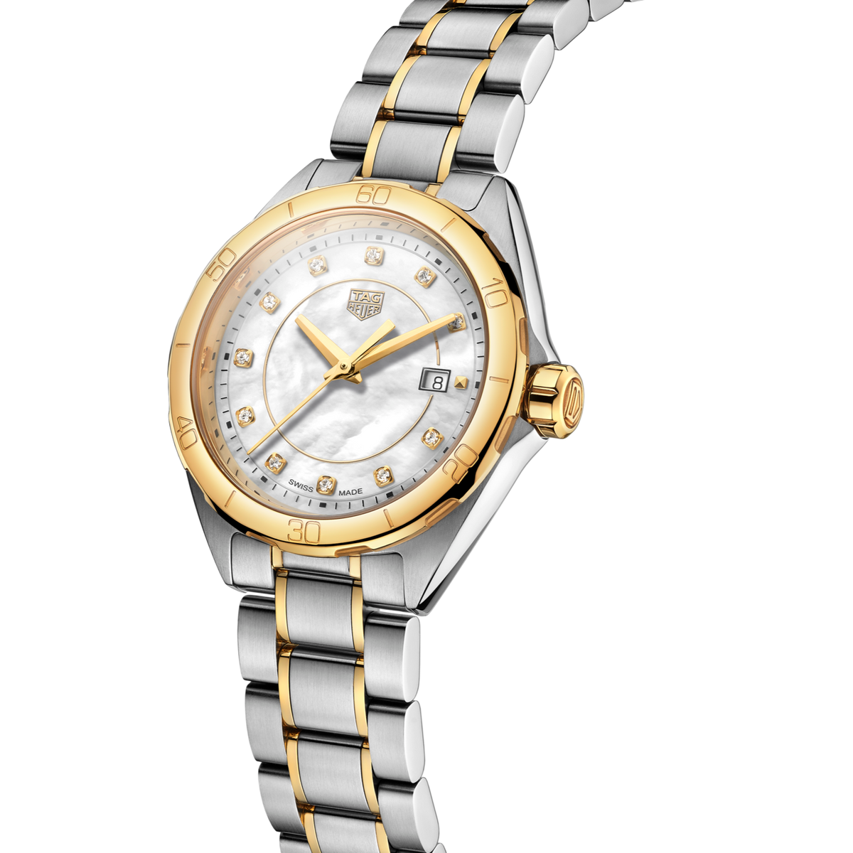 Tag Heuer Formula 1 Diamonds Mother of Pearl White Dial Two Tone Steel Strap Watch for Women - WBJ1421.BB0648