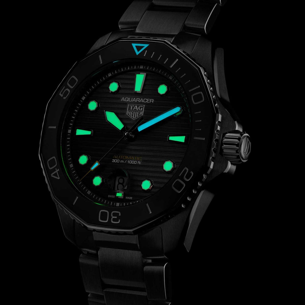 Tag Heuer Aquaracer Professional 300 Automatic Black Dial Silver Steel Strap Watch for Men - WBP201A.BA0632