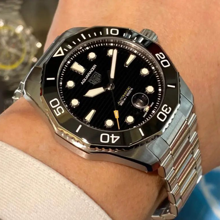 Tag Heuer Aquaracer Professional 300 Automatic Black Dial Silver Steel Strap Watch for Men - WBP201A.BA0632