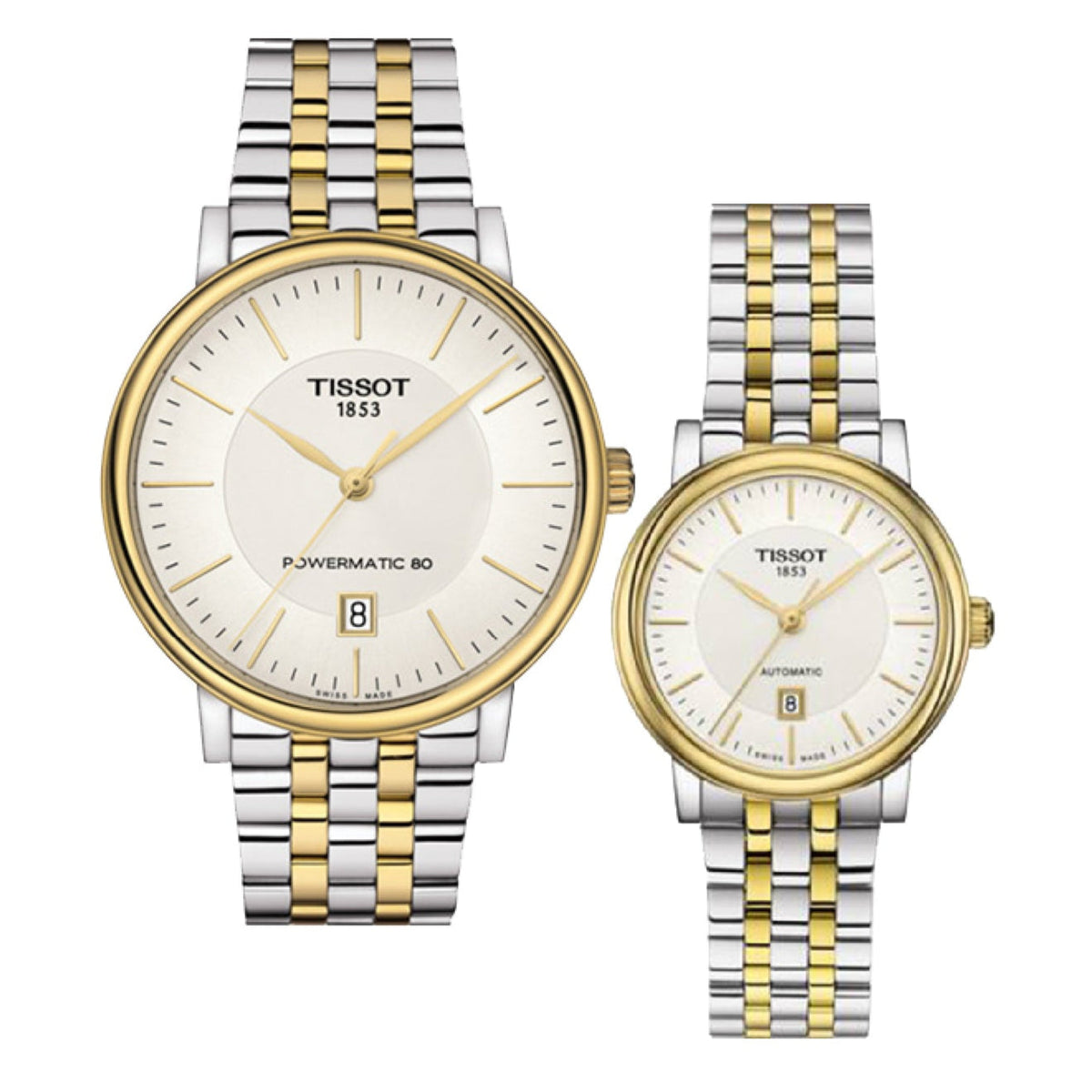 Tissot T Classic Carson Premium White Dial Two Tone Steel Strap Watch for Women - T122.207.22.031.00