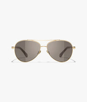  Chanel Women Pilot Pearls Brown Sunglasses 