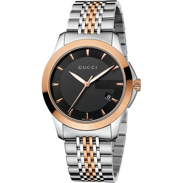 Gucci G Timeless Black Dial Two Tone Steel Strap Watch For Women - YA126512