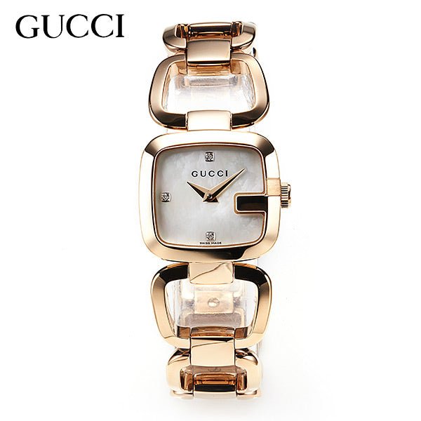 Gucci G Gucci Diamonds Mother of Pearl Dial Yellow Gold Steel Strap Watch For Women - YA125513