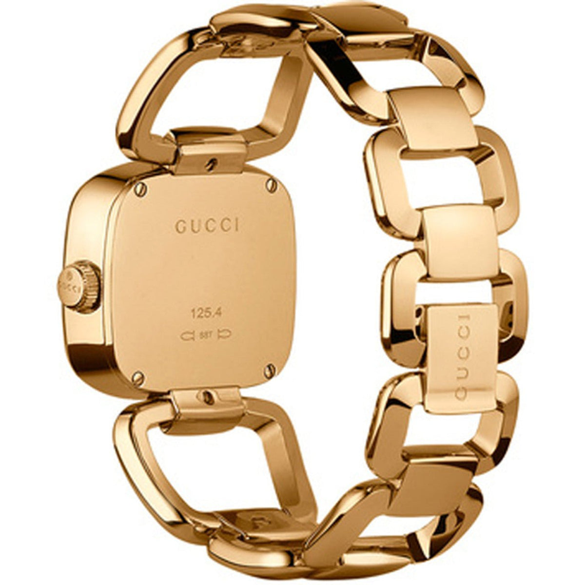 Gucci G Gucci Diamonds Mother of Pearl Dial Yellow Gold Steel Strap Watch For Women - YA125513