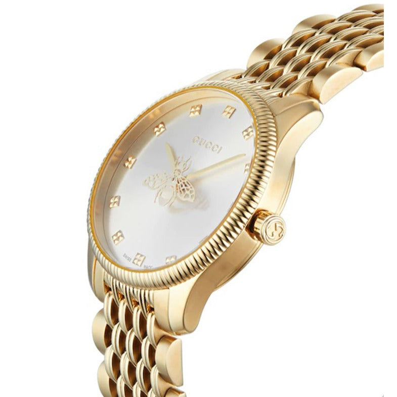 Gucci G Timeless Mother of Pearl Dial Gold Steel Strap Watch For Women - YA1265021