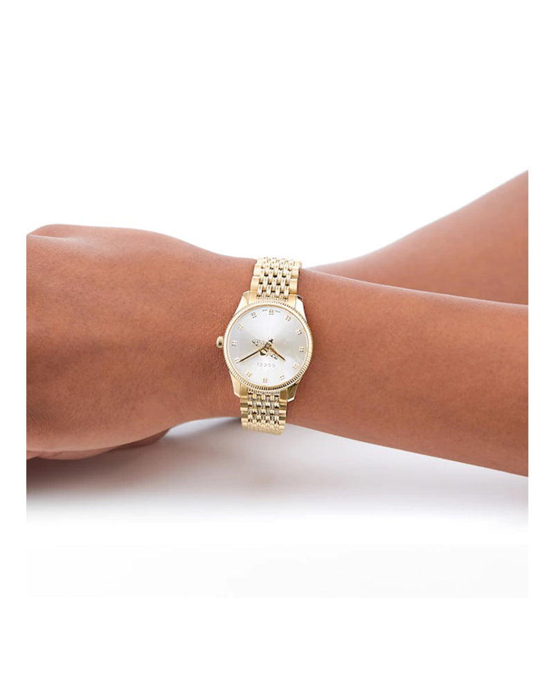 Gucci G Timeless Mother of Pearl Dial Gold Steel Strap Watch For Women - YA1265021
