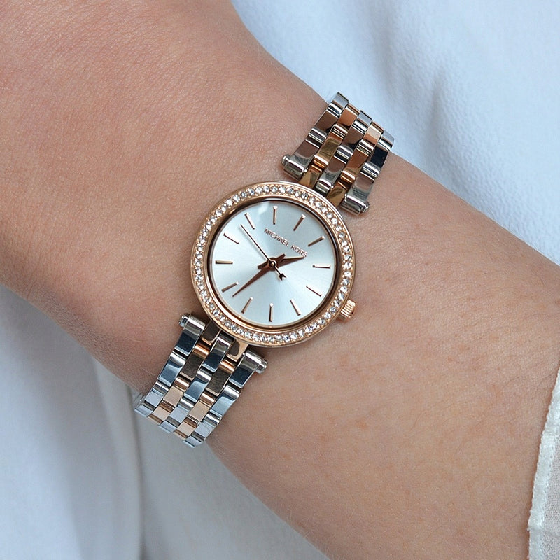 Michael Kors Darci Silver Dial Two Tone Steel Strap Watch for Women - MK3298