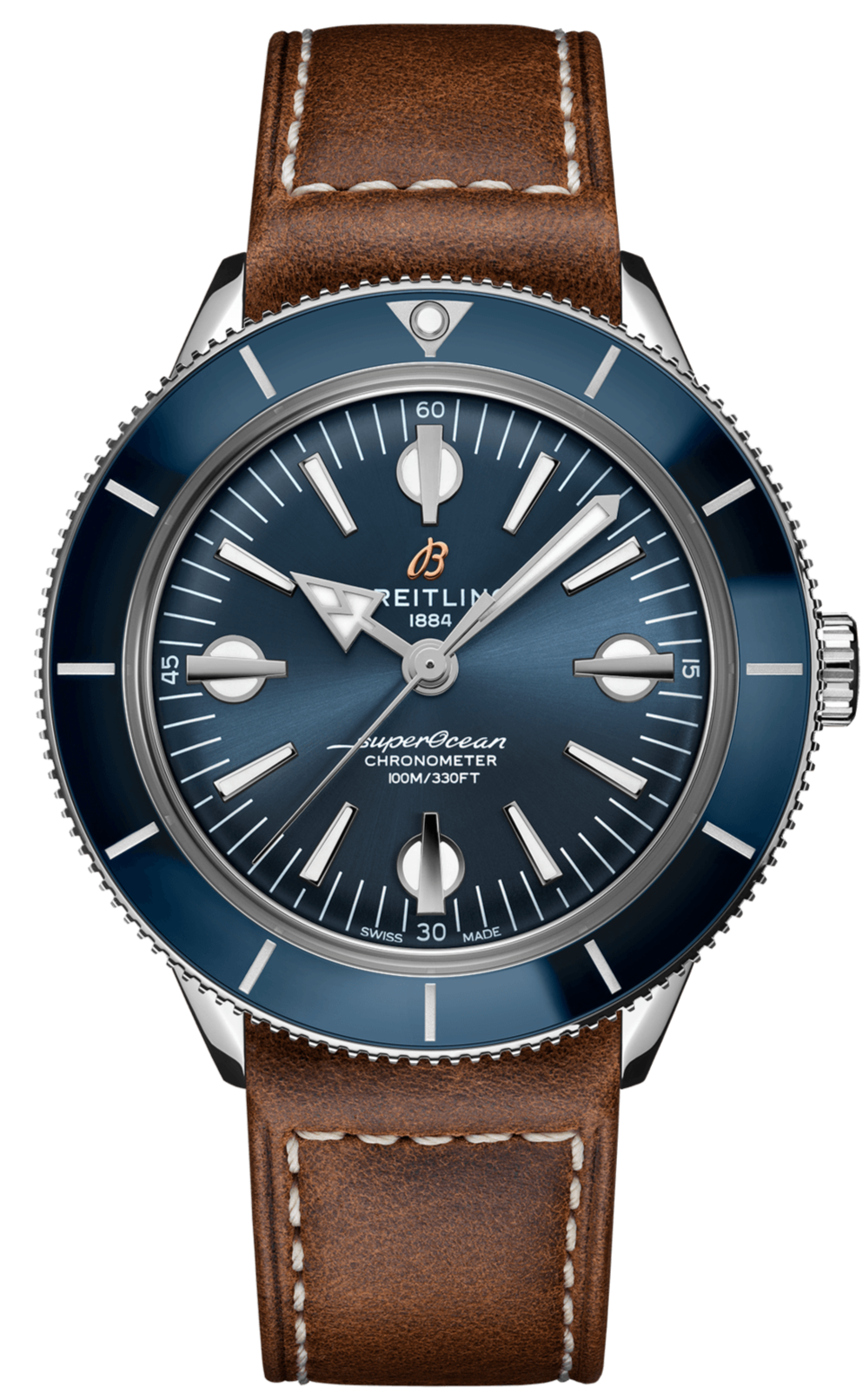 Breitling Superocean Heritage '57 Blue Dial Brown Leather Strap Watch for Men - A10370161C1X1