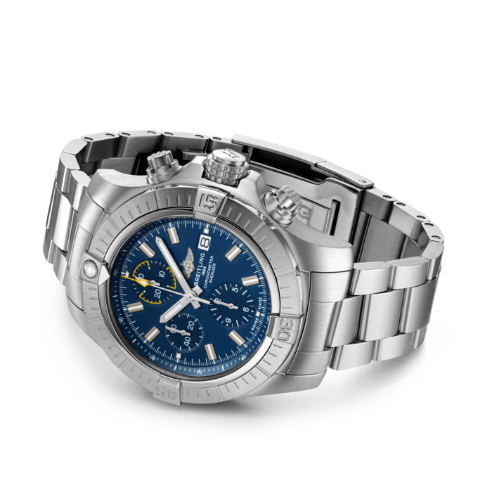 Breitling Avenger Chronograph 45mm Blue Dial Silver Steel Strap Watch for Men - A13317101C1A1