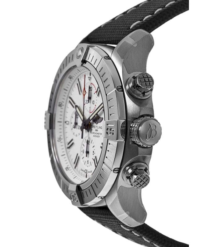 Breitling Super Avenger Chronograph 48 White Dial Black Nylon Strap Watch for Men - A133751A1A1X1