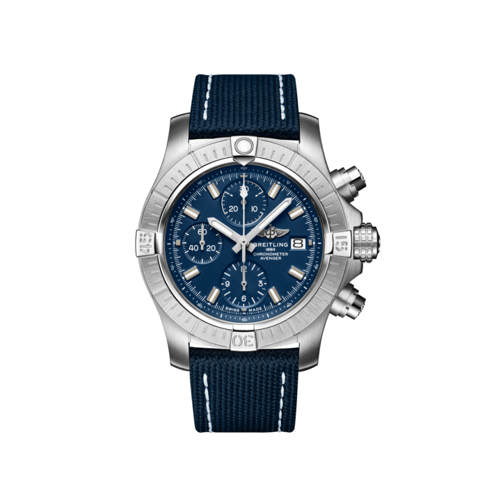 Breitling Avenger Chronograph 43 Blue Dial Blue Nylon Strap Watch for Men - A13385101C1X1