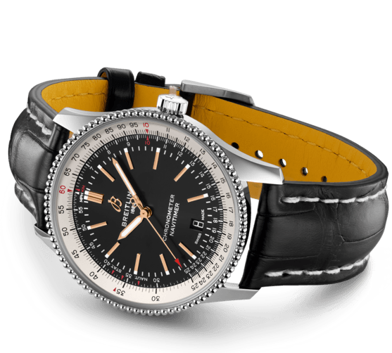 Breitling Navitimer 1 Automatic 41mm Black Dial Black Leather Strap Mens Watch - A17326211B1P2
