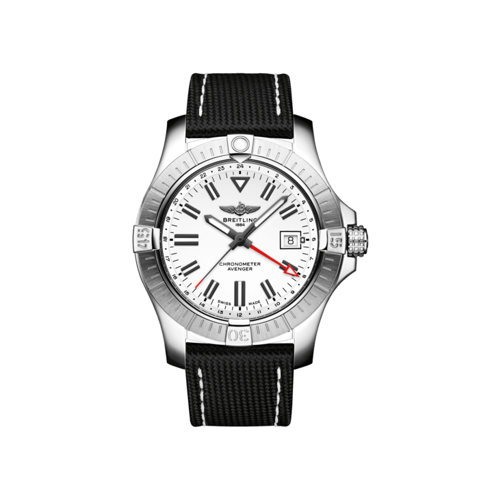 Breitling Avenger Automatic GMT 43 White Dial Black Nylon Strap Watch for Men - A32397101A1X1