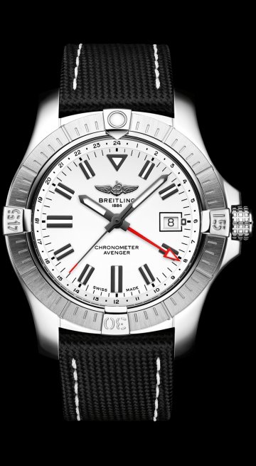 Breitling Avenger Automatic GMT 43 White Dial Black Nylon Strap Watch for Men - A32397101A1X1