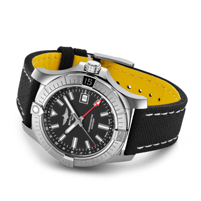 Breitling Avenger Automatic GMT 43 Black Dial Black Nylon Strap Watch for Men - A32397101B1X1