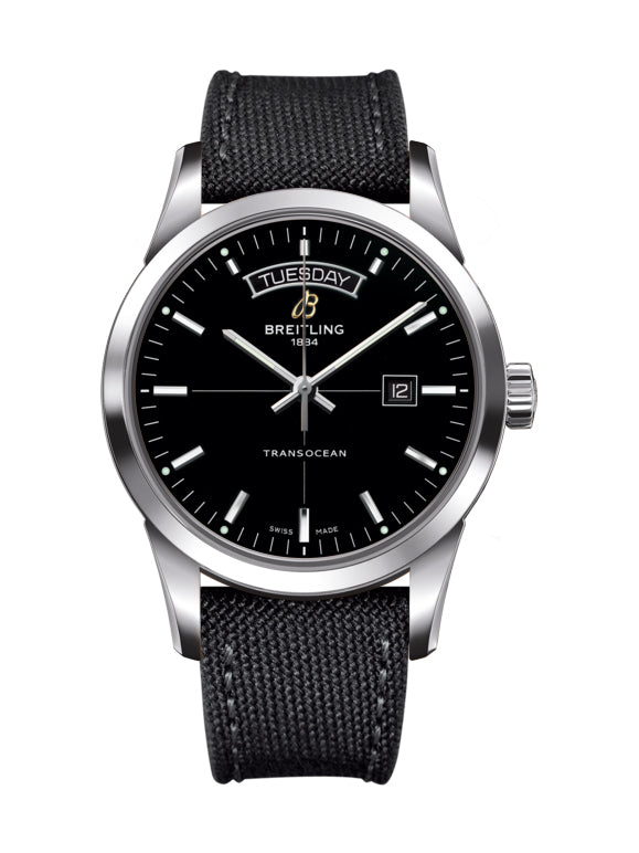 Breitling Transocean Day & Date 43mm Black Dial Black Nylon Strap Mens Watch - A4531012/BB69/109W/A20  BA.1