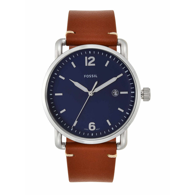 Fossil Commuter Blue Dial Blue Leather Strap Watch for Men - FS5325