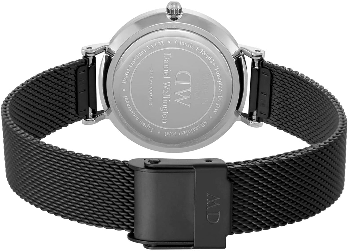Daniel Wellington Petite Ashfield Black Dial Black Mesh Strap Watch For Women - DW00100246