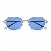  Cartier Panthère de C Women Rimless Hexagon-Frame Blue Sunglasses