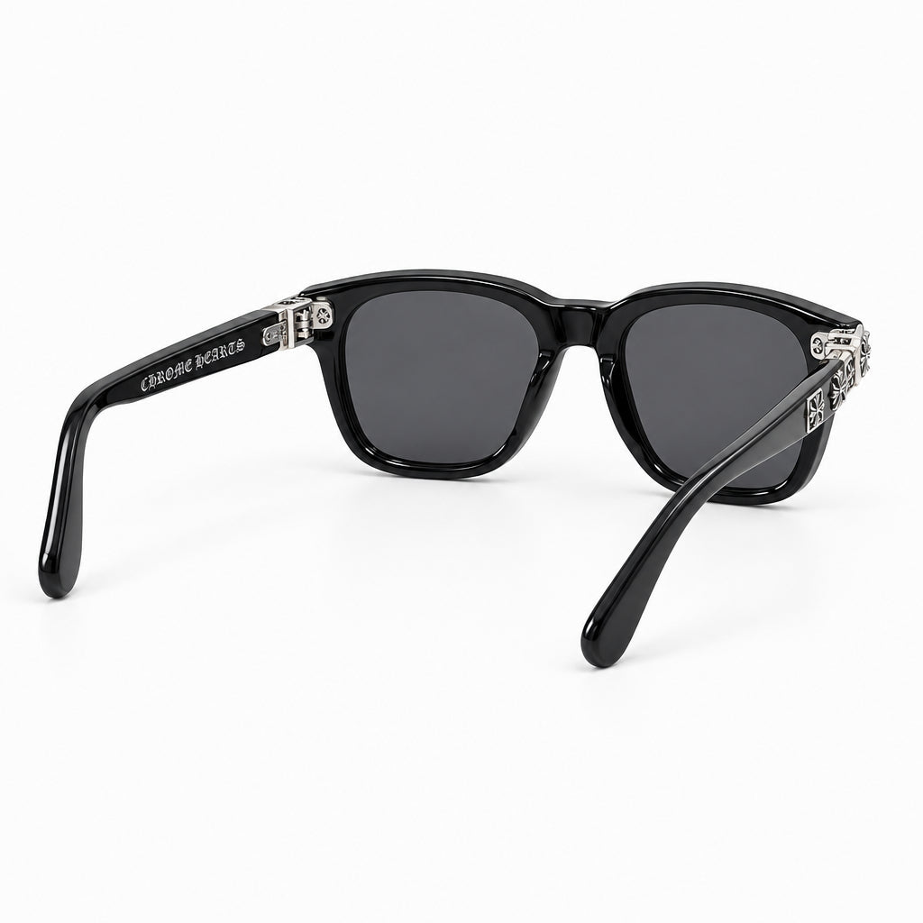 Chrome Hearts Unisex Black & Silver Gothic Round / Rectangular Sunglasses