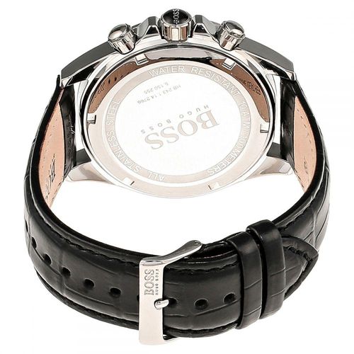 Hugo Boss Ikon Chronograph Black Dial Black Leather Strap Watch for Men - 1513178
