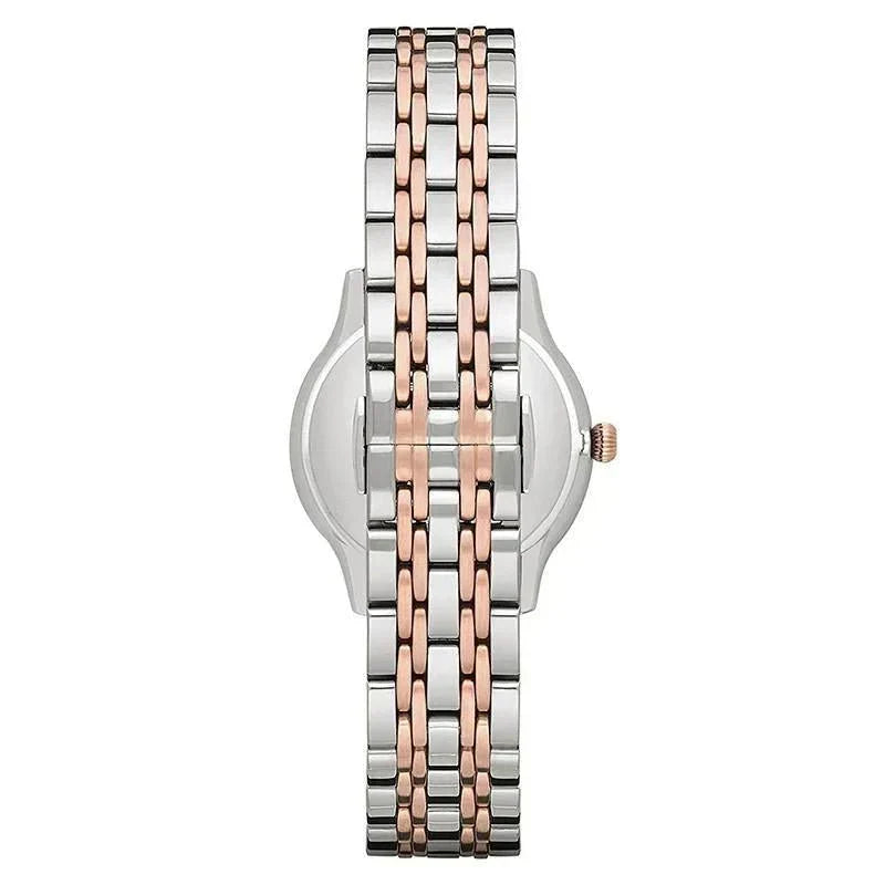 Emporio Armani Gianni T Bar Mother of Pearl Dial Two Tone Steel Strap Watch For Women - AR2508