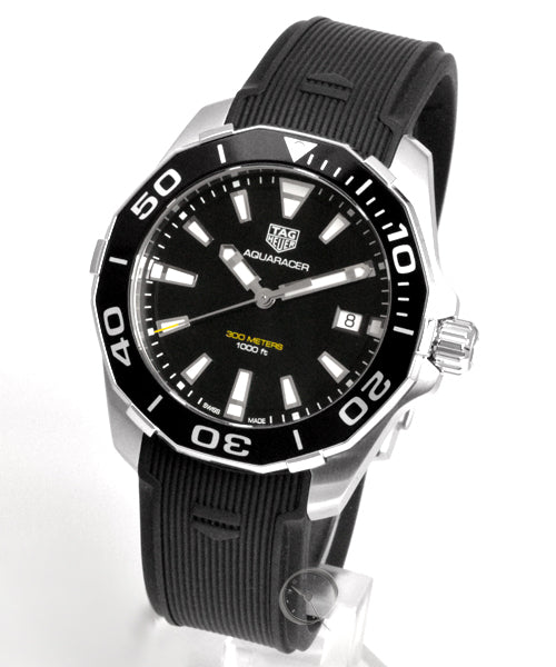 Tag Heuer Aquaracer Black Dial Black Rubber Strap Watch for Men - WAY111A.FT6151