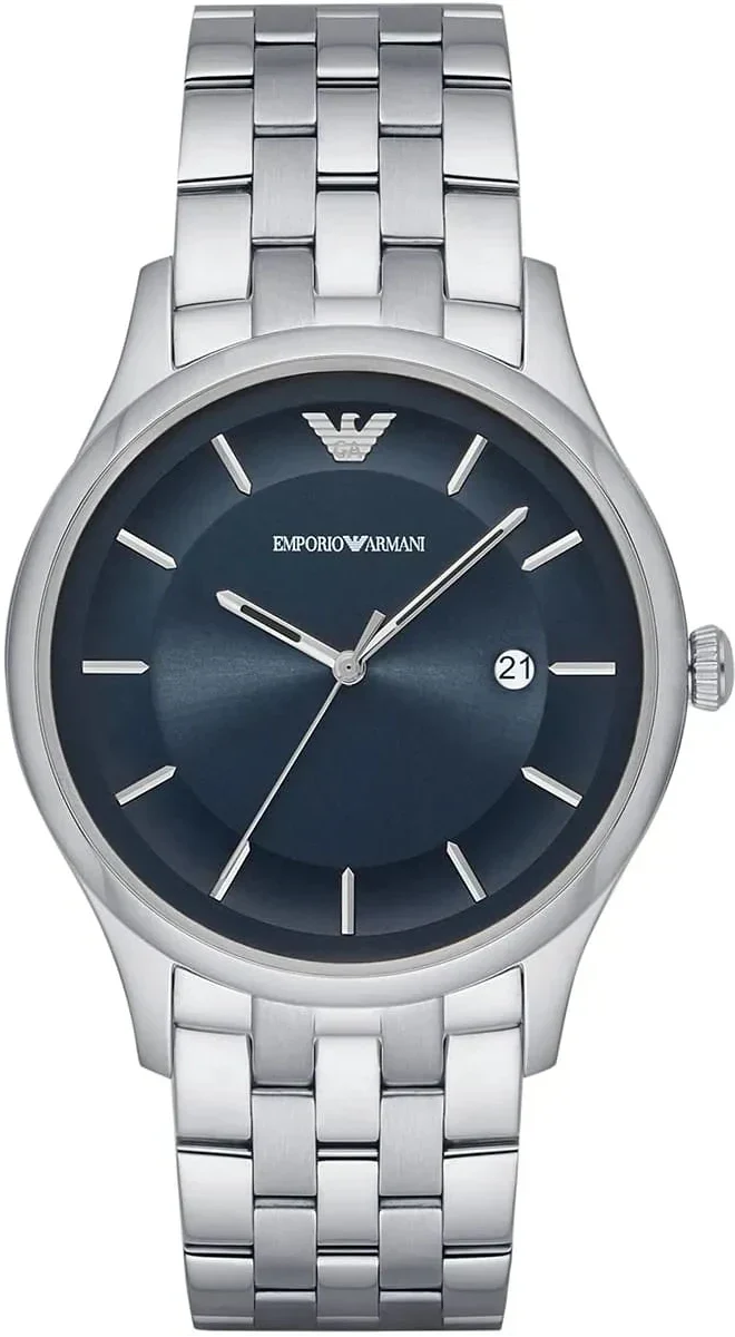 Emporio Armani Lambda Blue Dial Silver Steel Strap Watch for Men - AR11019