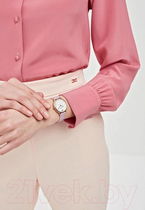 Emporio Armani Kappa Mother Of Pearl White Dial Pink Leather Strap Watch For Women - AR11130