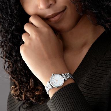 Emporio Armani Donna Mother of Pearl Dial Silver Steel Strap Watch For Women - AR11204