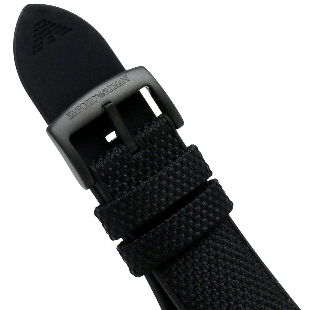 Emporio Armani Mario Chronograph Black Dial Black Nylon Strap Watch For Men - AR11453