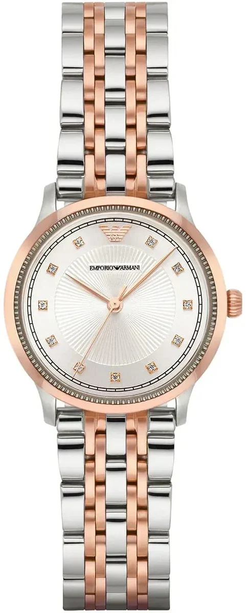 Emporio Armani Alpha Silver Dial Two Tone Steel Strap Watch for Women - AR1962
