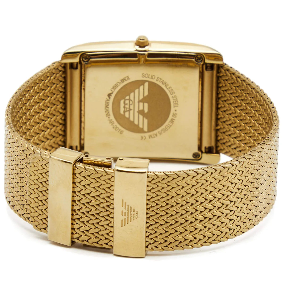 Emporio Armani Super Slim Quartz White DIal Gold Mesh Bracelet Watch For Women - AR2017