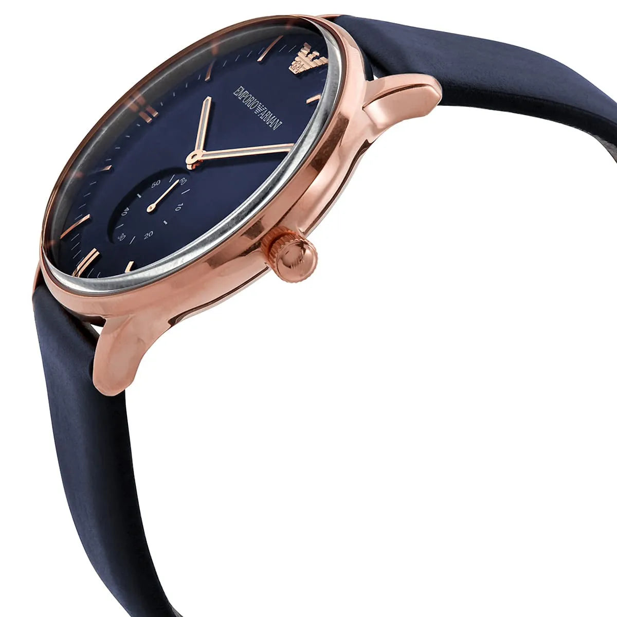 Emporio Armani Classic Quartz Blue Dial Blue Leather Strap Watch For Men  - AR2071